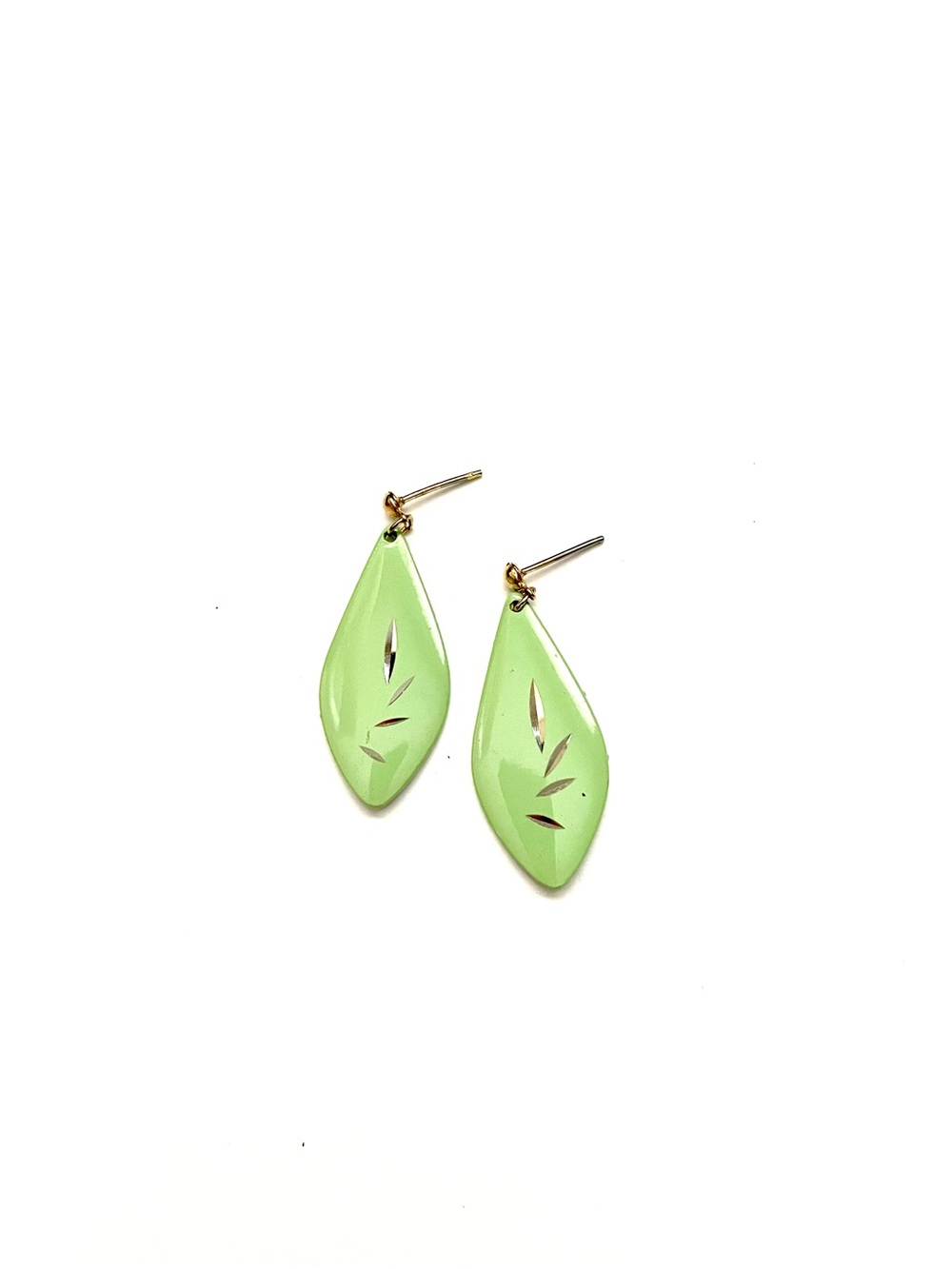 Vintage Green Leaf Drop Earrings